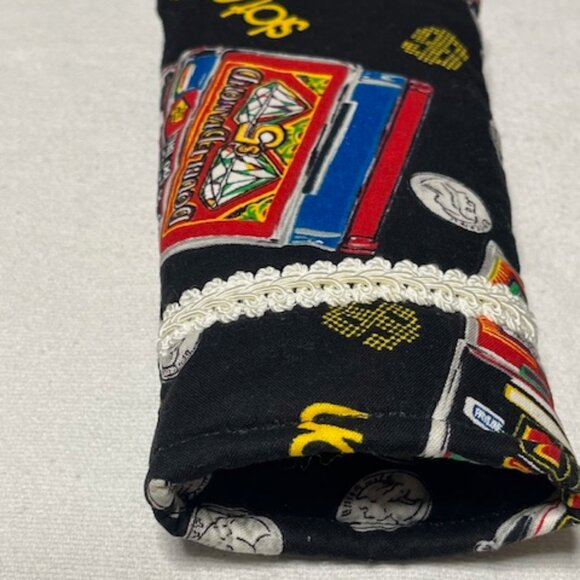 Handmade Money Pattern Padded Fabric Eyeglasses Soft Case Black 7"x3.5" - Picture 2 of 11